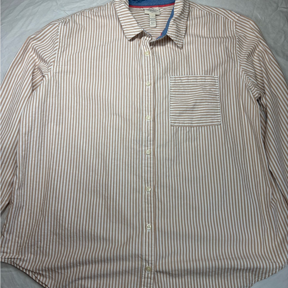 St. John's Bay Beige Striped Casual Shirt
